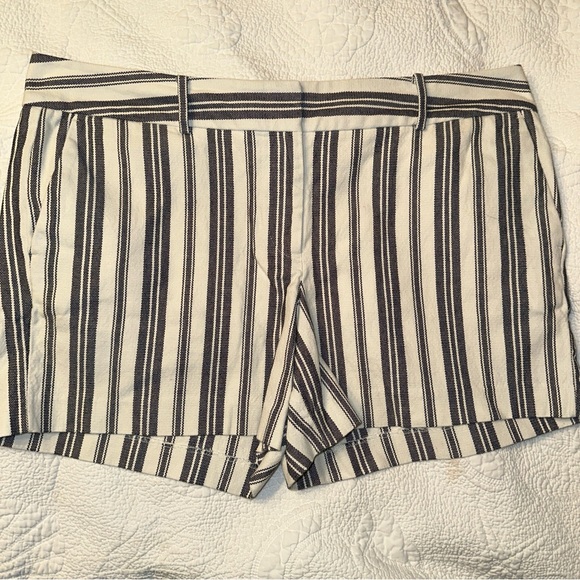 Ann Taylor Factory Flat Front Signature Striped Shorts Size 14 - Picture 1 of 4